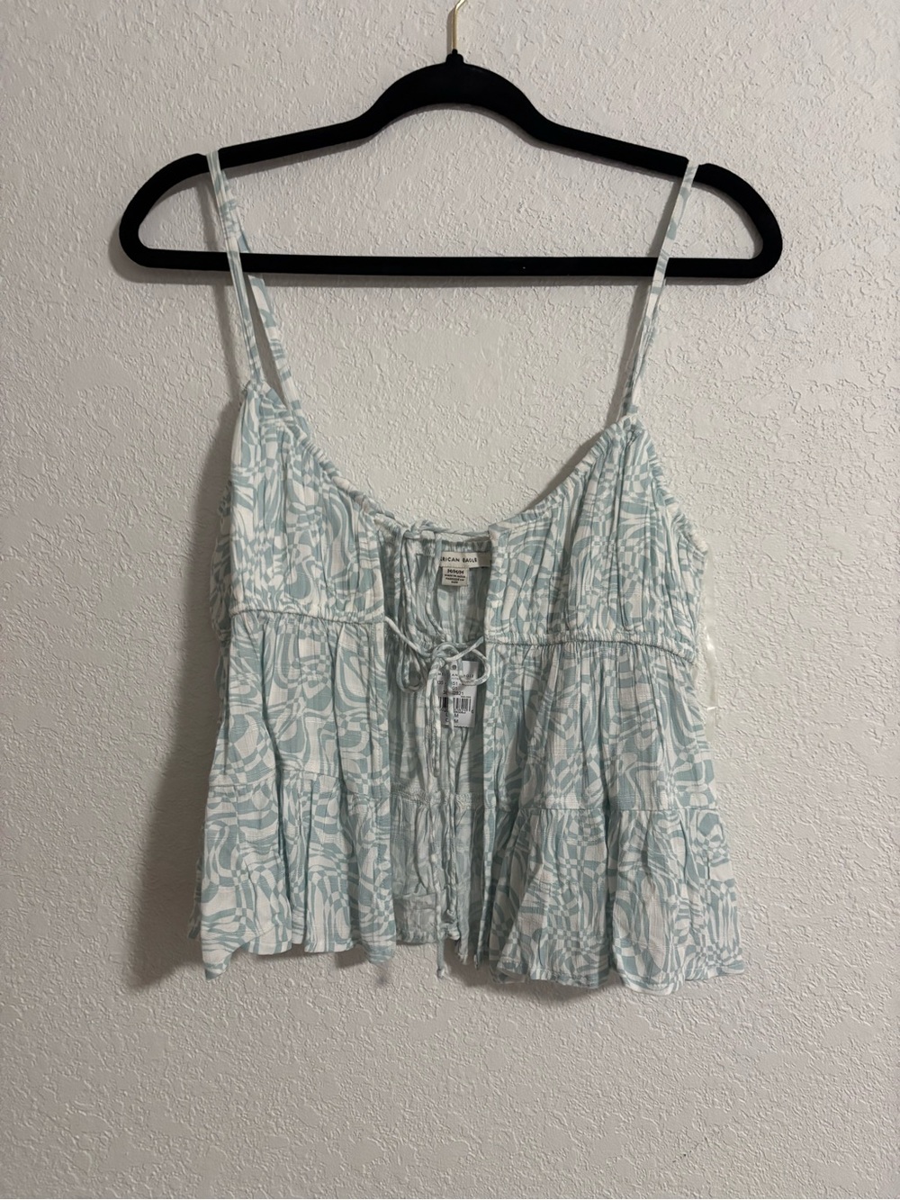 American Eagle Outfitters Light Blue Floral Tie-Front Cami